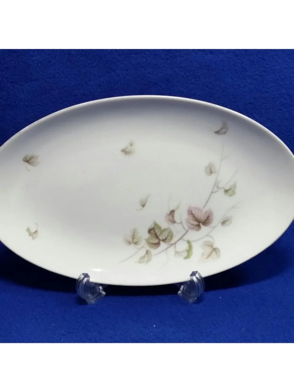 Yamaka China Breeze Underplate or Relish Dish 674 Pink, Brown and Grey Leaves